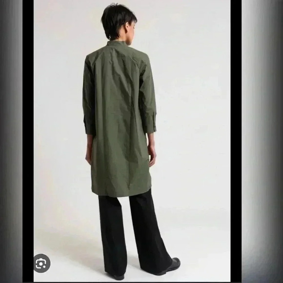 LAREIDA Parisienne Band Collar Lagenlook Tunic Top/Dress in Palm Green - Picture 4 of 5